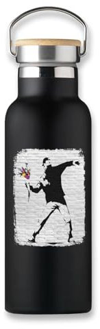 Banksy Bouteille isotherme pour café Motif lanceur de fleurs