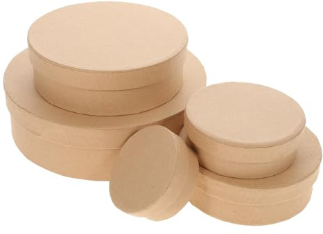 MOTHNUR 5 Runde Geschenkboxen aus Karton mit Deckel Leichte Versandkartons für Kekse Süßigkeiten Bastelbedarf Individuell Gestaltbar Druckbeständig Geschenkverpackung für Kosmetik Schmuck
