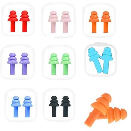 8 Paia Tappi per le Orecchie in Silicone Morbido,Riutilizzabili per Nuoto,Dormire e Riduzione del Rumore,Confortevoli per Adulti,per Sport Acquatici,Snorkeling,Studio e Viaggi