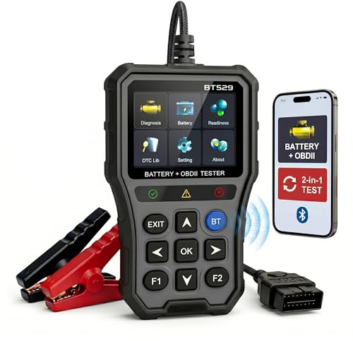 NOVEINN Bluetooth OBD2 Scanner, 2-in-1 Check Engine Code Reader & 12V Car Battery Tester, Diagnostic Scan Tool with EVAP Test, Performance & Trip Analysis, for 1996+ Cars & Trucks