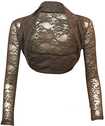 krautwear Damen Bolero Langarm Stola Bolerojacke Hochzeit Festlich Spitze schwarz weiß rot beige blau pink