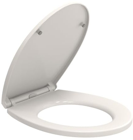 Soft Close Toilet Seat Heavy Duty Anti Bacterial Durable Oval Standard Loo Seat Quick Release for Easy Cleaning Easy Installation with Dual Fixing (Top & Bottom) Premium UF Material White AAN®