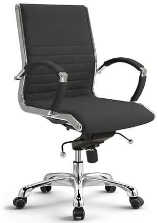 VERSEE Bürostuhl Montreal aus Stoff, Anthrazit, Sitzhöhe 46–54 cm | Ergonomischer Schreibtischstuhl mit Wippmechanik und Lendenstütze, für Büro und Homeoffice, bis 150 kg belastbar