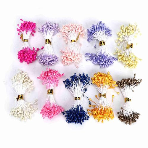 900 Stück Blume Staubblatt Mini warme Farben künstliche Blume Staubblatt Hochzeitsdekoration DIY Staubblatt Blume 3MM