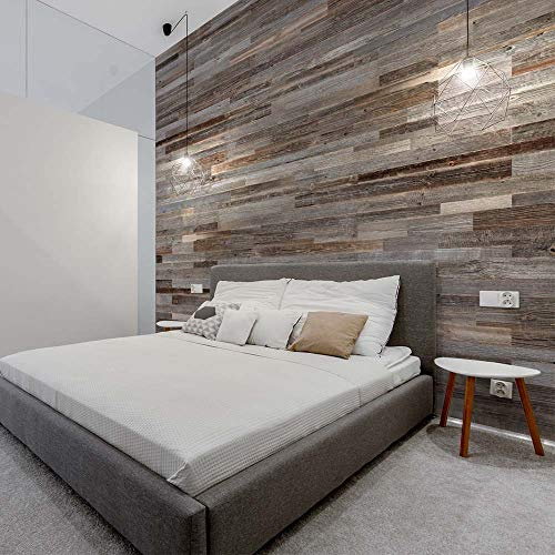Plaquette Parement Anthracite | 18 Panneaux en Bois Intérieur : 1 m² | Revêtement Mural Vieilli | Wooden Wall