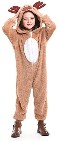 Gomukot Kids Reindeer Costume Christmas Deer Romper Jumpsuit for Boys and Girls One Piece Outfit (Deer, 10-11 Years)