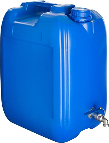 BLAU 20 L BPA-frei Wasserbehälter Wasserkanister mit verzinkt Hahn Trinkwasserkanister Wassertank Camping USW.