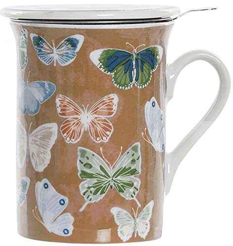 Hogar y Mas Taza INFUSIONES Porcelana Filtro Mariposas