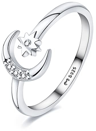 Anillos de mujer en plata de ley formado por una media luna . Anillo plata con acabado plateado o dorado. Joyería mujer ideal para parejas, regalo para madres, amigas... Anillos para parejas