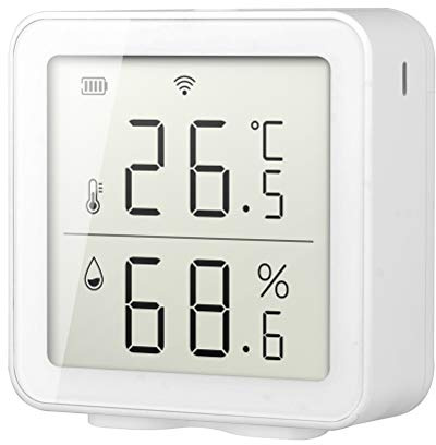 Termometro Igrometro WiFi per Interni ed Esterni, Display LCD Digitale, Sensore di Umidità e Temperatura Smart per Casa