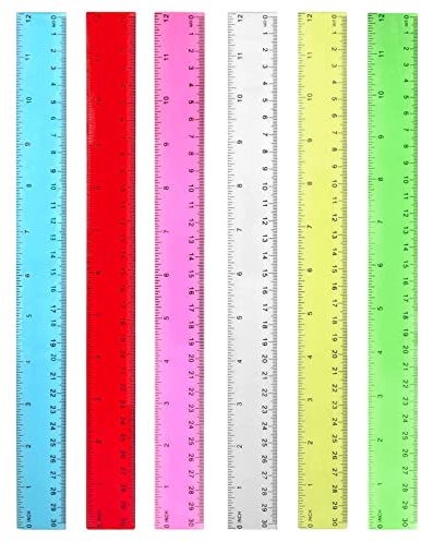 Kunststoff Lineal, 6 Stück Kleines Farbiges Lineal, Transparentes Lineal für Schule, Büro, Zuhause (30cm)