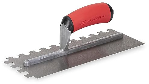MARSHALLTOWN QLT 3/4 x 3/4 x 3/4 Square Notched Trowel, USA Made 11x4.5 Inch Riveted Tiling Trowel, NT750SG