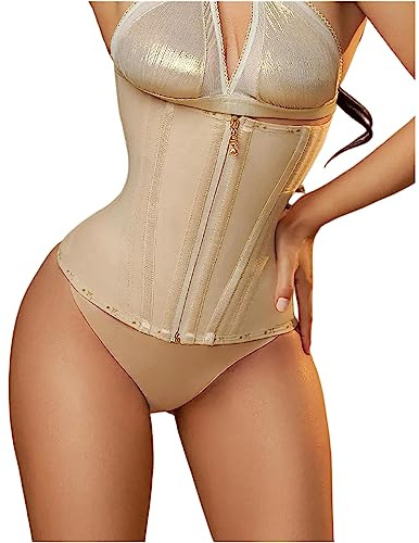 pohdhk Corsé entrenador de cintura para mujer, Moldeador de cuerpo de entrenamiento deportivo con control de barriga (XL, Beige)