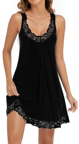 Xuepelit Women's Nighties for Women Ladies Nightdresses Chemise Nighty for Women Strap Negligee Nightwear S-XXL，Black XL