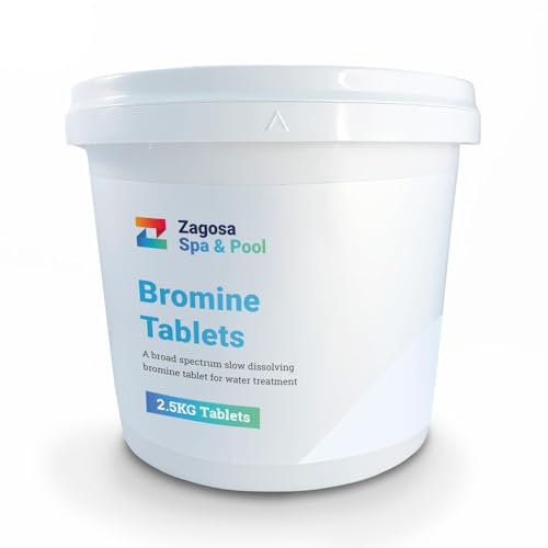Zagosa Bromine Tablets 2.5kg – Primary Disinfectant for Spa, Pool, Hot Tub, Jacuzzi, Inflatable Spa, Whirlpool, Slow-Release Water Sanitiser Effective in Hot & Cold Water for Consistent Disinfection.