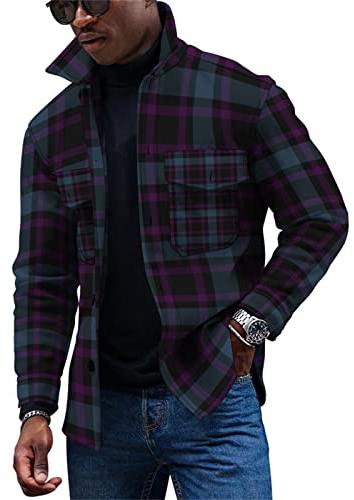 KONG JIMFAN Ünne Jacke Herren Frühlingsjacke Herren Vintage Hemd Herren Jacke Hemden Tshirt Herren Dünne Jacke Herren Steppjacken Hemd Mit Manschettenknöpfen Männer Jacken Winter(Roségold,L)