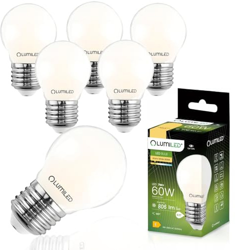 Lumiled E27 LED Lampe P45 7W ersetzt (60W Glühlampe) 6 Stück Set milchig 806lm 3000K Warmweiß 360 Grad Lichtwinkel 230V Glühbirne Birne Leuchtmittel Tropfenform Kugel Energiesparlampe