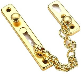 RaamKa TüRkette Türkettenschloss, Edelstahlkette, Türschutz, Sicherheit mit Federknopf, Diebstahlsicherung, Türkette, Türverriegelung, Tür ohne Bohren (Color : Gold)