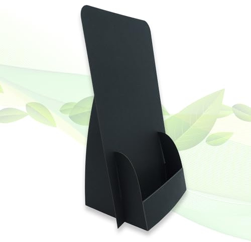 thefoldstands 5 faltbare FLYERSTÄNDER Black Design ökologische Prospektständer für DIN lang Flyer 10,5 x 21 cm vertikal, Prospekthalter aus eco - FSC- Karton, kurz-bis mittelfristigen Einsatz