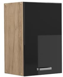 Vicco Hängeschrank R-Line, Schwarz Hochglanz, 40 cm | 1 Tür · 1 Einlegeboden · Tiefe – 31 cm · ✓ Frei kombinierbar · ✓ Praktischer Stauraum