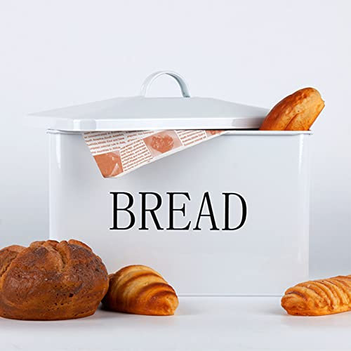 RXMORI Metal Bread Bin Loaves Storage Canister Tins with Cover, Portable Handle Large Metal Bread Holder, Vintage Bread Box Container with Lid for Kitchen Table