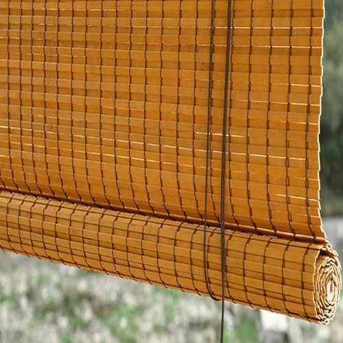 NBKJDSXL Natürliches Bambus-Rollo, Naturholz-Fensterrollo, Bambus-Rollo, UV-Schutz, Fensterrollo, Sonnenschutz, für Innen- und Außenbereich, 90 x 200 cm