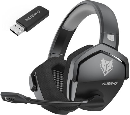 NUBWO G06 Cuffie Gaming Wireless per PC/Ps5/Ps4/NS/Mobile, 2,4GHz+5.3 Bluetooth,Cuffie Wireless con Microfono 7.1 Qualità Audio Senza Perdita di Bassa Latenza,Durata di Oltre 100+ Ore -Grigio