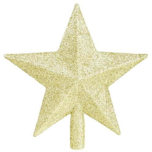 SULOLI Christbaumspitze Stern,Glänzender Weihnachtsstern,Stern Weihnachtsbaumspitze,Tannenbaumspitze Für Weihnachtsbaumschmuck Party Dekoration(Gold)