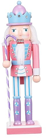 IMIKEYA 10 Inch Pink Wooden Nutcracker Soldier Christmas Desktop Nutcracker Ornament Classic and Cute Design Easy Maintenance Present for Home