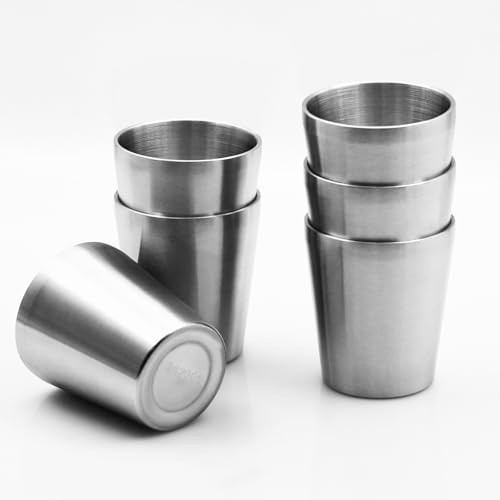 LYFJXX Edelstahlbecher, doppelwandige Vakuum-Wassergläser, wiederverwendbar, Metall-Bierbecher, Trinkbecher für Camping, Wandern, Outdoor, Indoor-Aktivitäten, 6 Stück