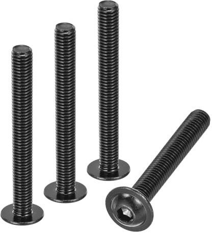 sourcing map Linsenkopfschrauben mit Flansch, M8-1,25 x 70 mm, 304 Edelstahl, Vollgewinde-Maschinenschrauben, Schwarz, 8 Stück