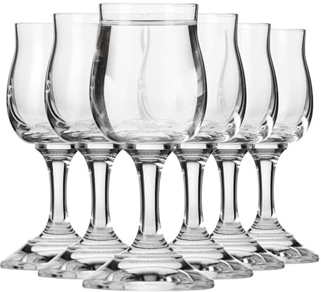 Krosno Bicchierini da vodka | Set da 6 | 25 ml | Collezione GEMA | Per liquori, tinture, brandy | Per casa, bar, feste e cucina | Lavabili in lavastoviglie | Cristallo senza piombo