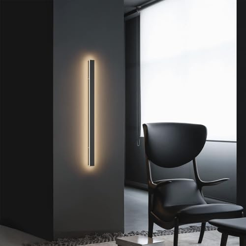 LED Außen Wandleuchte Lange Wandlampe IP65 Wasserdicht Eisen Wandlicht Lange 200cm Schwarz Außenwandleuchte Moderne Dekorative Wandbeleuchtung Für Gärten Terrassen Außenwände (Warmes Licht,150cm)