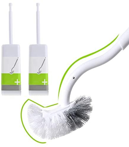 Marbrasse Slim Compact Bathroom Toilet Bowl Brush with Holder for Bathroom Stroage - Toilet Brush Sturdy, Deep Cleaning (2Pack)