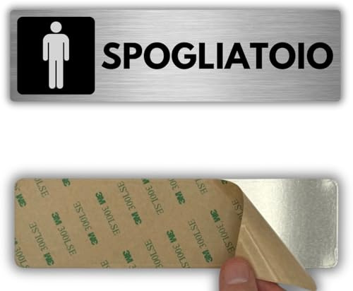 LEIASA | Signal adhésif dressing pour homme - 5 x 18 cm - Épaisseur 0,8 mm - Aluminium - Panneau de dressing - Signe vestiaire masculin - Panneau adhésif 3M - Zone Chambi Homme