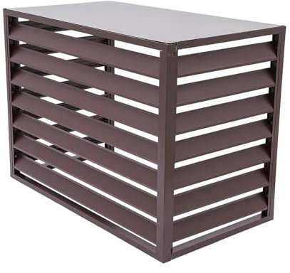 Dnowegas Klimaanlagenabdeckung aus Aluminium, Abdeckung für Klimaanlage, Außen, Privatsphäre, aus Aluminium, Abdeckung für Klimaanlage, mit Jalousien, braun, flach, hoch, L 110 x B 60 x H 80 (2 ~ 3P)