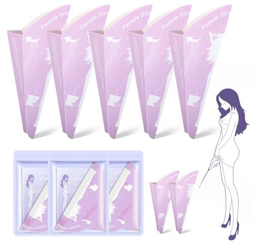 YADOBIG 30 Piezas Urinario Femenino, Impermeable Orinar de Pie Mujer, Urinario Portatil Mujer de Papel, Adecuado para Embarazadas, Pacientes, Actividades al Aire Libre, Púrpura, a Prueba de Fugas