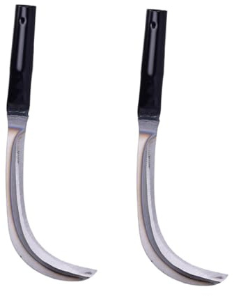 Yardenfun 2pcs Practical Long Weeding Harvest Scythe Knife Manganese Garden Knife Tool Ergonomic Design for Effortless Work Multi-Functional for Garden Plant Outdoor