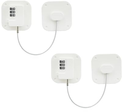 2 PCS White Password Fridge Lock with Strong Adhesive | Square Digital, For Children and Adults, No Drilling, For Freezer Door File Drawer Cabinet Cupboard Windows