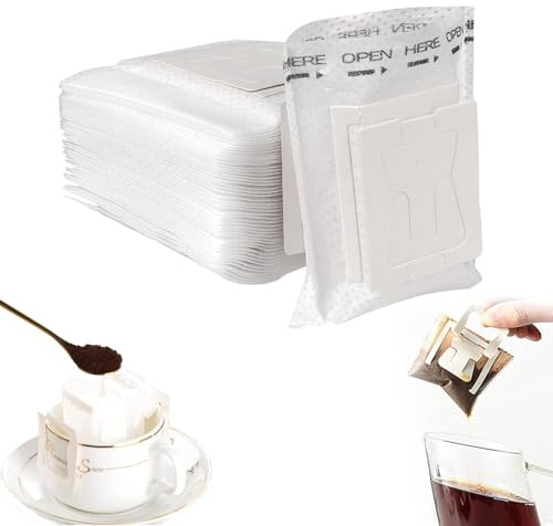 50 Stück Hängende Ohrtropf Kaffeebeutel,Drip Coffee Bag Einweg,Drip Coffee Kaffeebeutel Bag,Coffee Filter Paper,Camping Kaffeefilter,klappbar Kaffee Tee Drip Filtertüten für Reisen, Zuhause, Büro