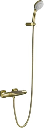 Thermostatic Shower Mixer Tap Wall Mounted Bath Taps Waterfall Shower Mixer Tap Set for Bath Brushed Gold(Brushed Gold)