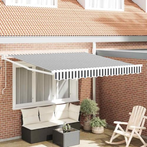 Tenda da Sole Retrattile con Telecomando, Antracite e Bianca 3x2.5m, Tessuto Poliestere PU e Alluminio, Tendone da Esterno per Balcone Terrazza Giardino
