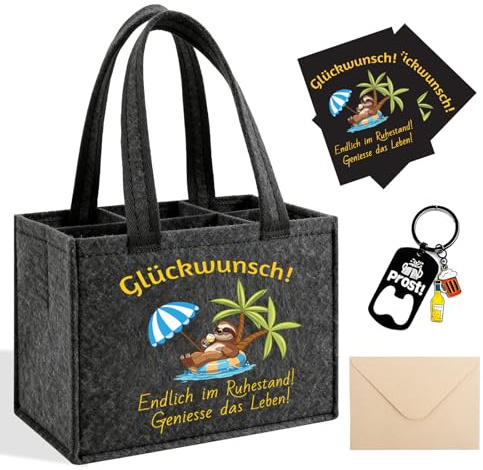 Bingqiling Biertasche für 6 Flaschen mit Flaschenöffner | Herren Filztasche für Bier, Outdoor-Events & Geschenkidee, Geschenke für Männer, Ruhestand Geschenk