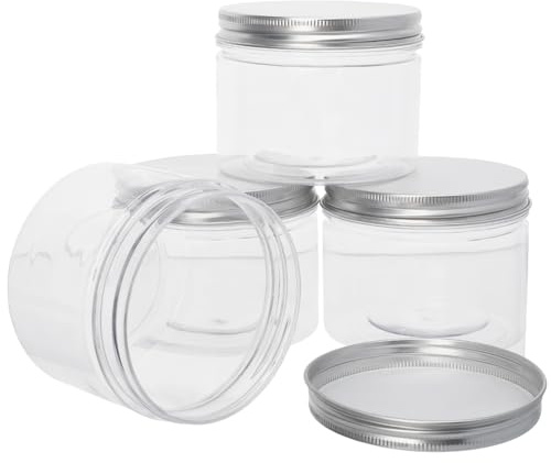 BEAMARKER 5 Tarro de Plástico Transparente con Tapa de Rosca, Hermético, de Boca Ancha, Rellenable, Pequeño, Redondo, Vacío, para Cocina, Hogar, Especias, Frutos Secos Y Dulces.