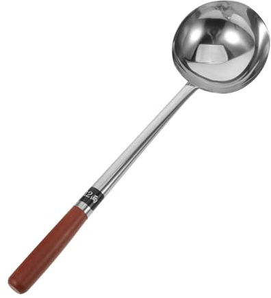 COLLBATH Stainless Steel Wok Spoon Versatile Kitchen Tool with Ergonomic Long Handle for Cooking and Serving Sturdy Silver Material Suitable for Commercial and Home Use