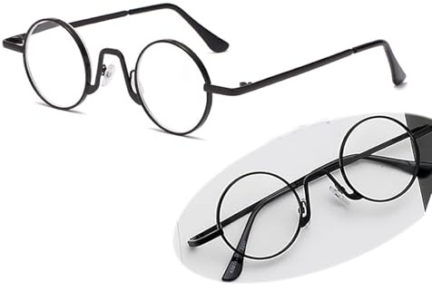 Genérico Lentes Para Leer Hombre Gafas De Lectura Retro Redondas Pequeñas Vintage Gafas De Presbicia Para Hombre, Mujer Antiazules, Ultralivianas(Negro,3)