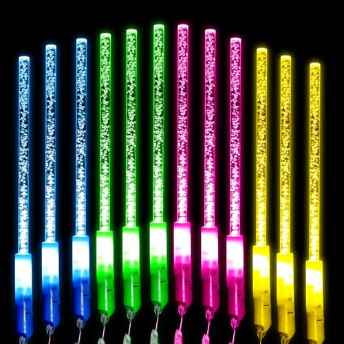 Kimimara LED Leuchtstäbe 12 Stück – Bunte Leuchtstäbe im Bubble-Stil, Party-Accessoires aus Acryl in Neonfarben, geeignet für Halloween, Partys, Konzerte, Hochzeiten