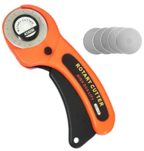 Yosoo Health Gear Tygklippare, Roterande Skärare, 45 Mm Tygverktyg, 5 Blad i Rostfritt Stål, för Sömnad och Hantverk
