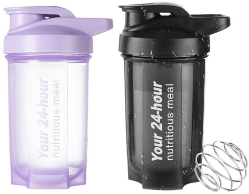 OFGAOO 2PCS Protein Shaker 500ML, Eiweiß Shake Becher Mit Kugel | Proteinshaker Shaker Flasche für Proteinpulve Protein Pulver Proteinmischflasche für Gym Fitness