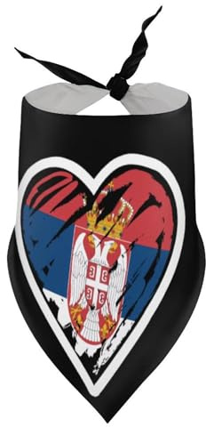 Hundehalstücher Serbien Serbische Flagge Herz Welpen Haustier V-Ausschnitt Lätzchen Schal Dreieck Verstellbares Halstuch Accessoires für kleine, mittlere und große Welpen und Katzen